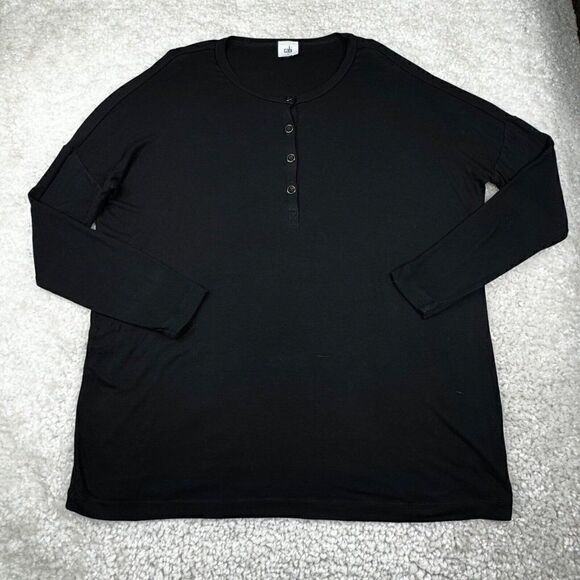 Cabi Black Henley Tunic Swing Tee Oversized - Picture 3 of 7